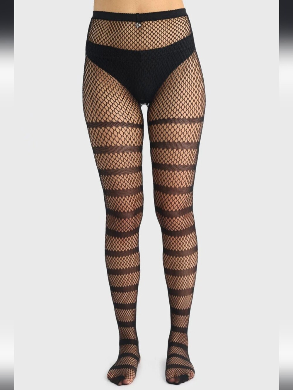 Killstar Black Striped Fishnet Tights
